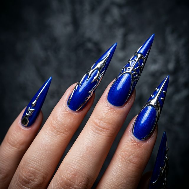 Stunning Cobalt Blue Nail Design - Arianna Nails Archive